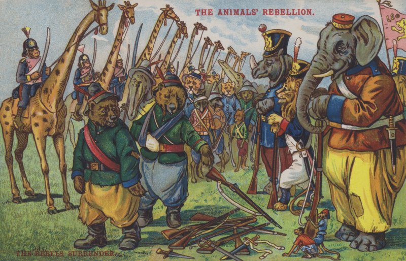 The Animals Rebellion (farge litho) av George Henry Thompson