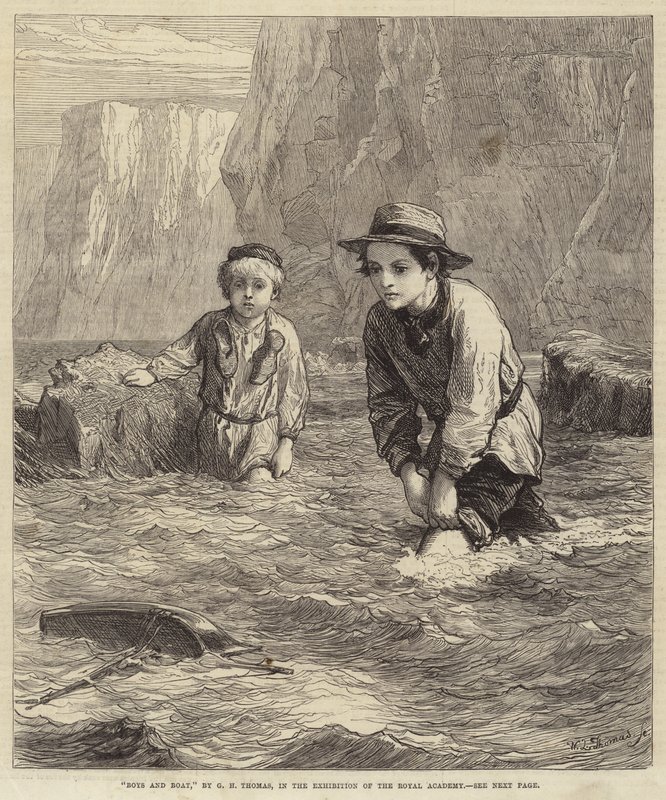 Gutter og båt av George Housman Thomas