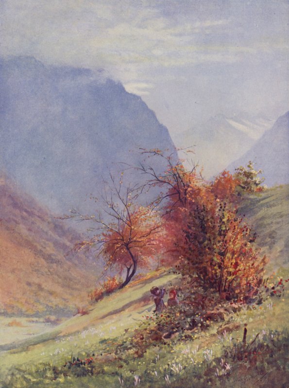Høst i Alpland (farge litho) av George Jackson Flemwell
