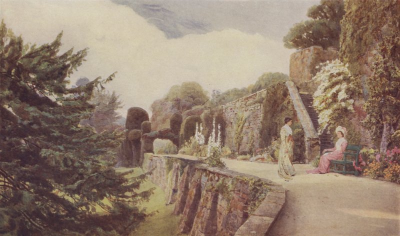 The Lower Terrace, Berkeley Castle av George Samuel Elgood