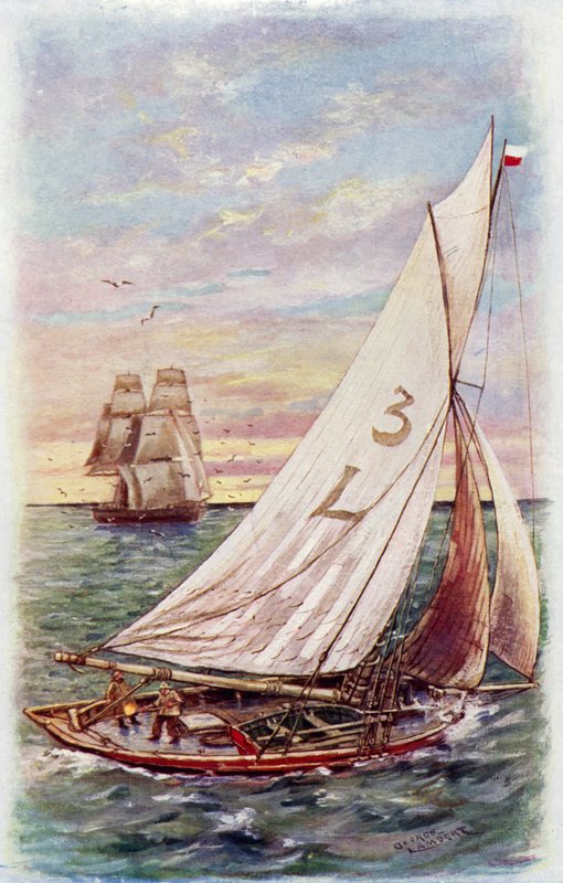 En pilotbåt (farge litho) av George Washington Lambert