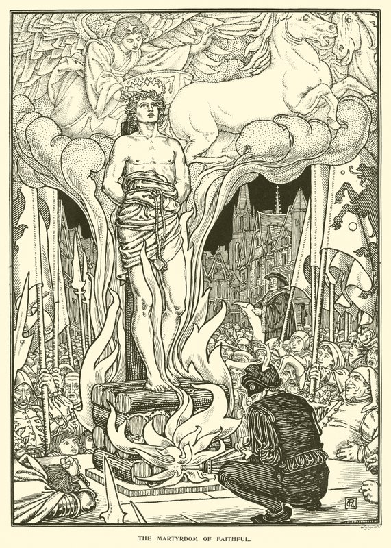 The Martyrdom of Faithful (gravering) av George Woolliscroft Rhead