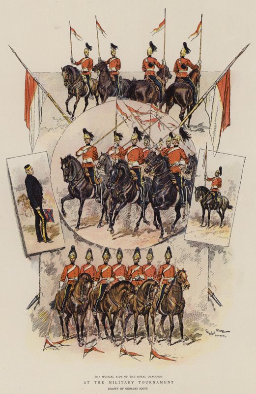 På den militære turneringen (chromolitho) av Georges Bertin Scott