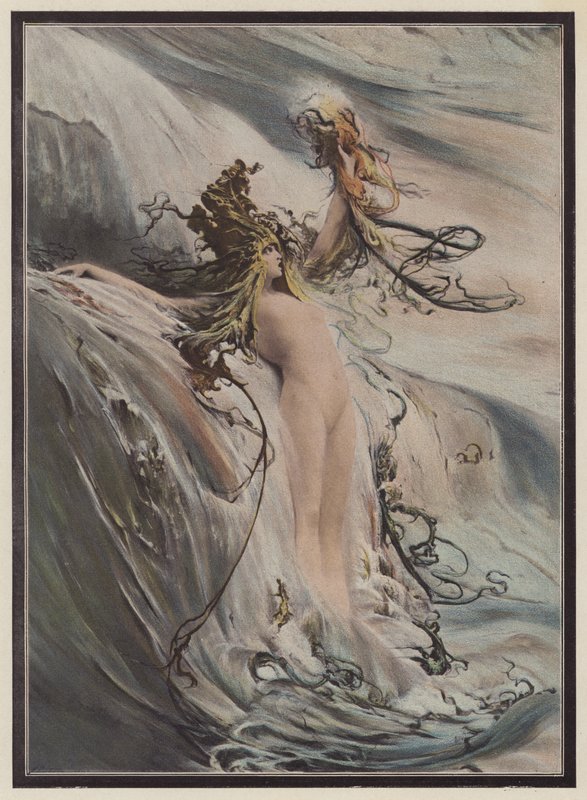 Den store bølgen (farge litho) av Georges Clairin