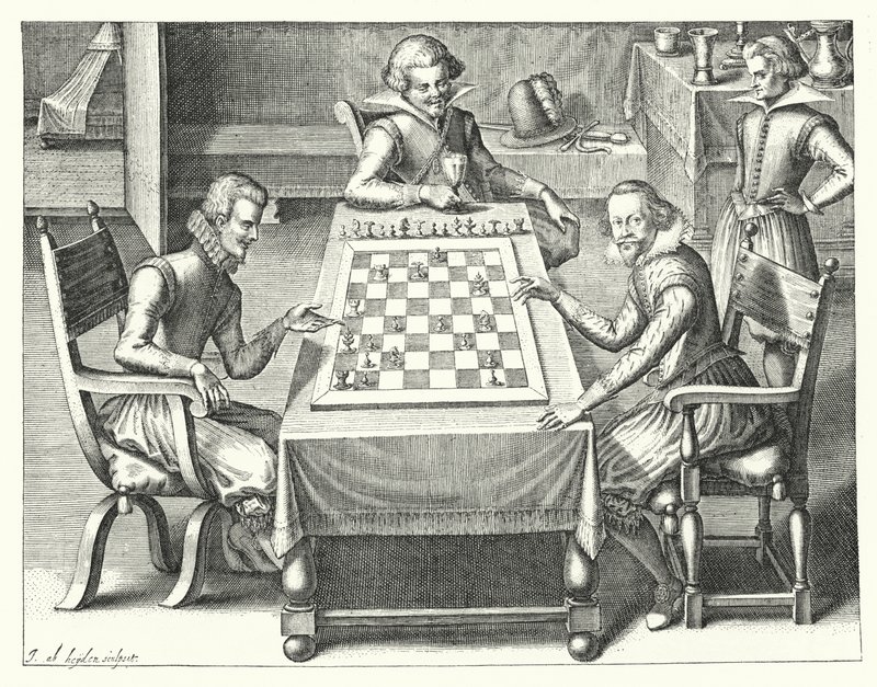 Et parti sjakk (gravering) av German School