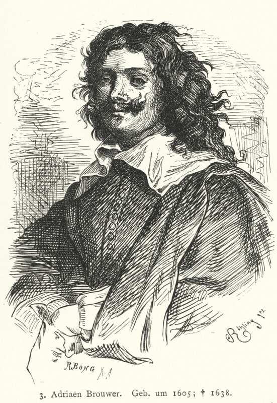 Adriaen Brouwer , flamsk barokkmaler (gravering) av German School