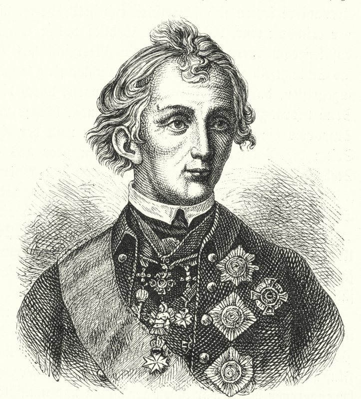 Alexander Suvorov , russisk general (gravering) av German School