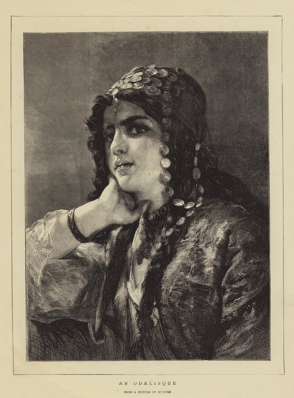 En Odalisque (gravering) av German School