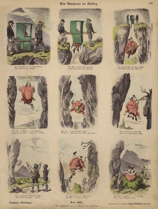 Et eventyr i fjellet (farget gravering) av German School