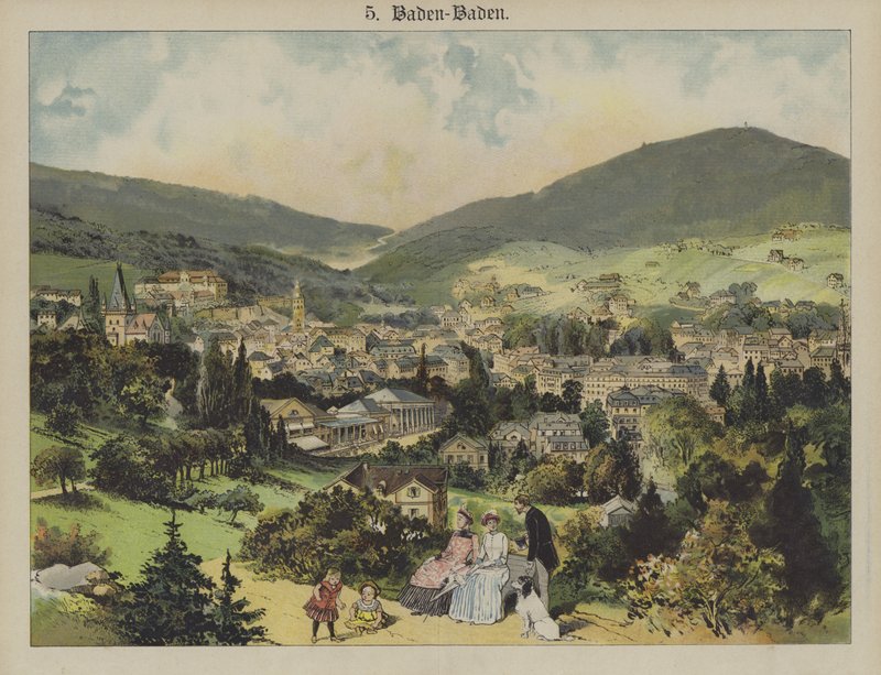 Baden-Baden (farge litho) av German School
