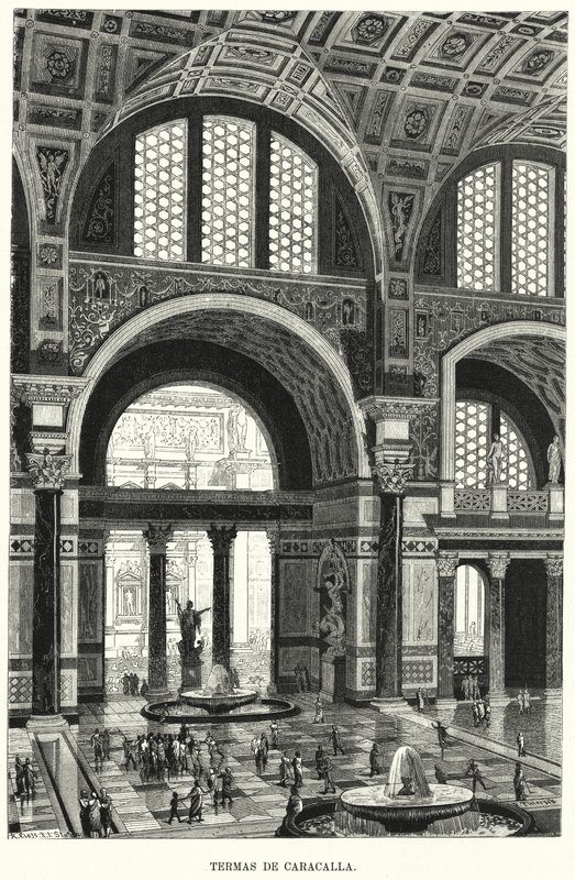 Baths of Caracalla, Roma (litho) av German School