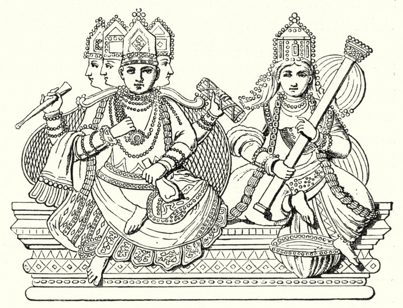 Brahma og Saraswati (gravering) av German School