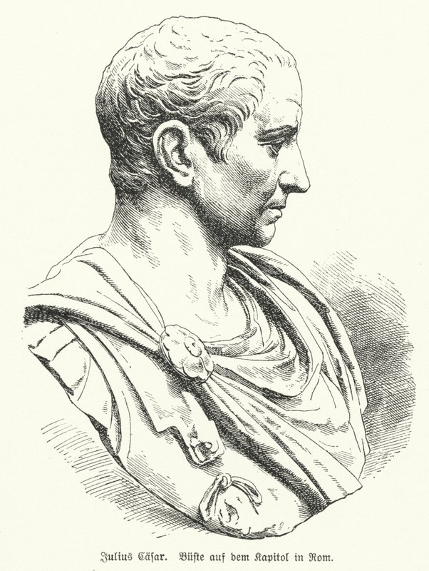 Byste av Julius Caesar (litho) av German School