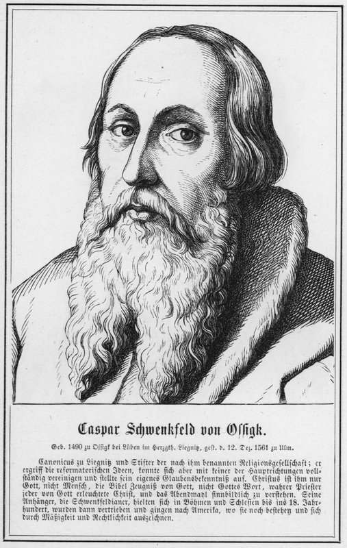 Caspar Schwenkfeld von Ossigk (gravering) av German School