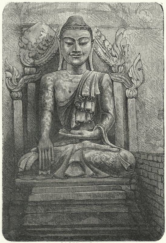 Kolossal statue av Buddha (gravering) av German School