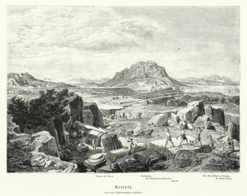 Korint, antikkens Hellas (gravering) av German School