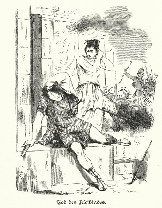 Alkibiades død, 404 f.Kr. (gravering) av German School