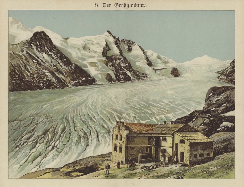 Der Grossglockner (farge litho) av German School