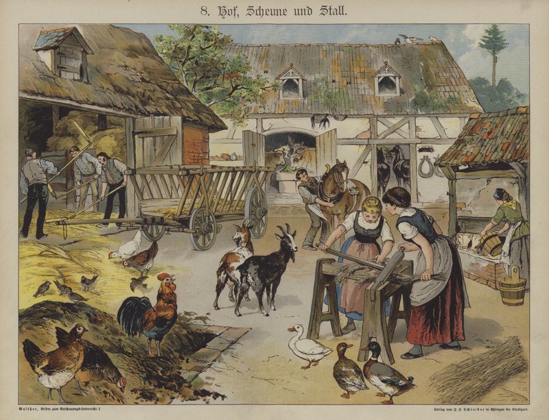 Gård (farge litho) av German School
