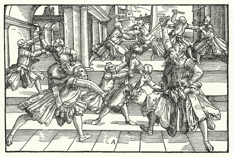 Fektescene (gravering) av German School