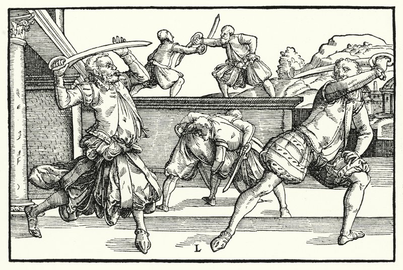 Fektescene (gravering) av German School