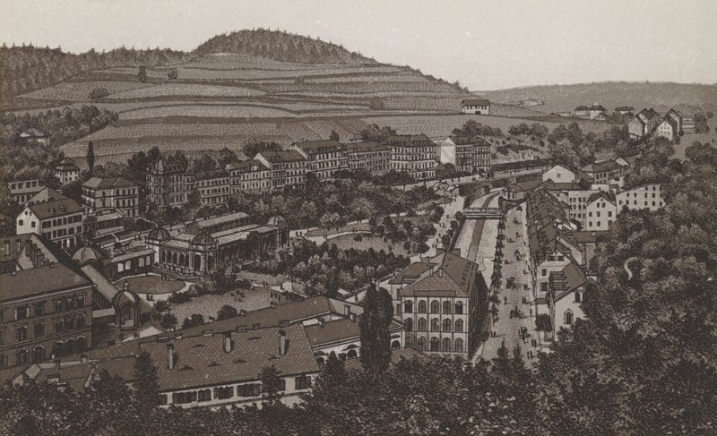 rad med hager (litho) av German School