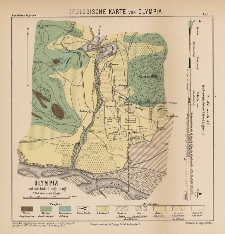 Geologisk kart over Olympia (gravering) av German School