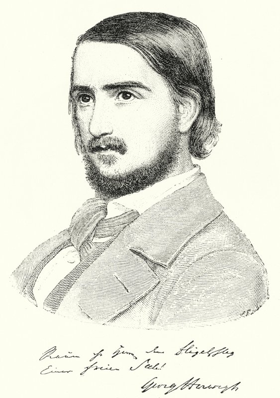 Georg Herwegh , tysk poet (gravering) av German School