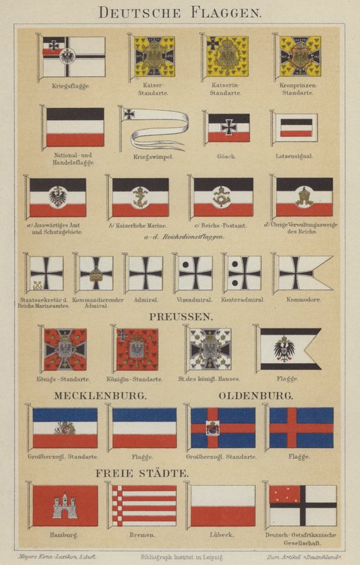 Tyske flagg (farge litho) av German School