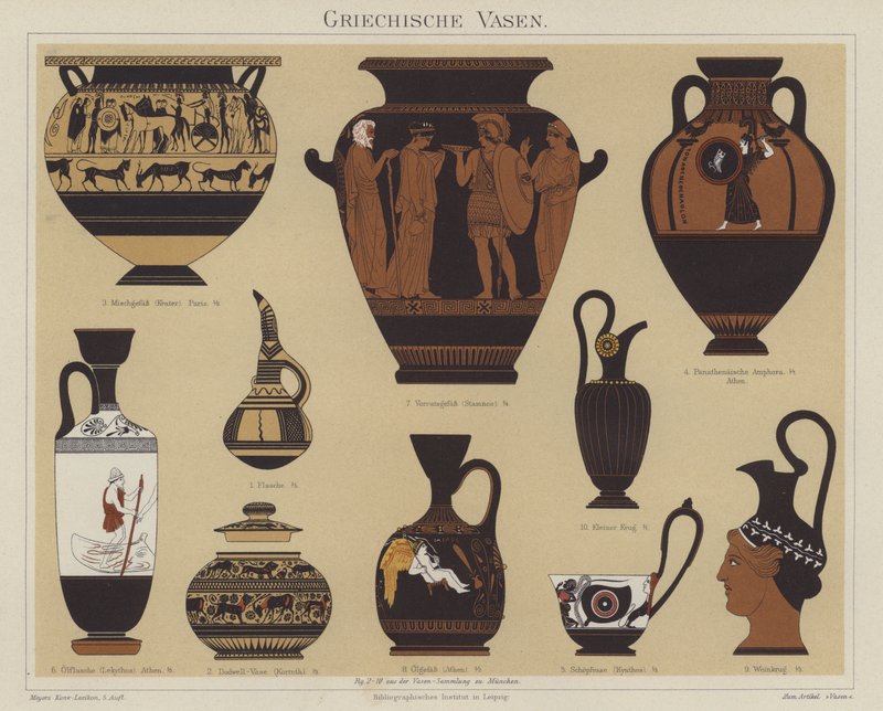Greske vaser (farge litho) av German School