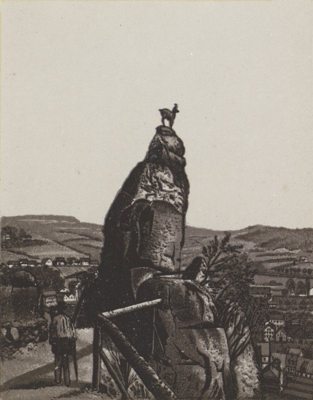 Deer Leap (litho) av German School