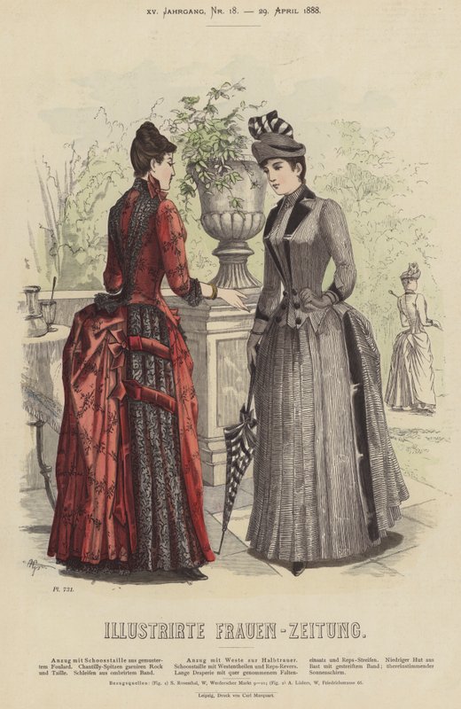 Illustrasjon for Illustrirte Frauen-Zeitung (farge litho) av German School