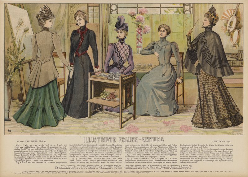 Illustrasjon for Illustrirte Frauen-Zeitung (farge litho) av German School