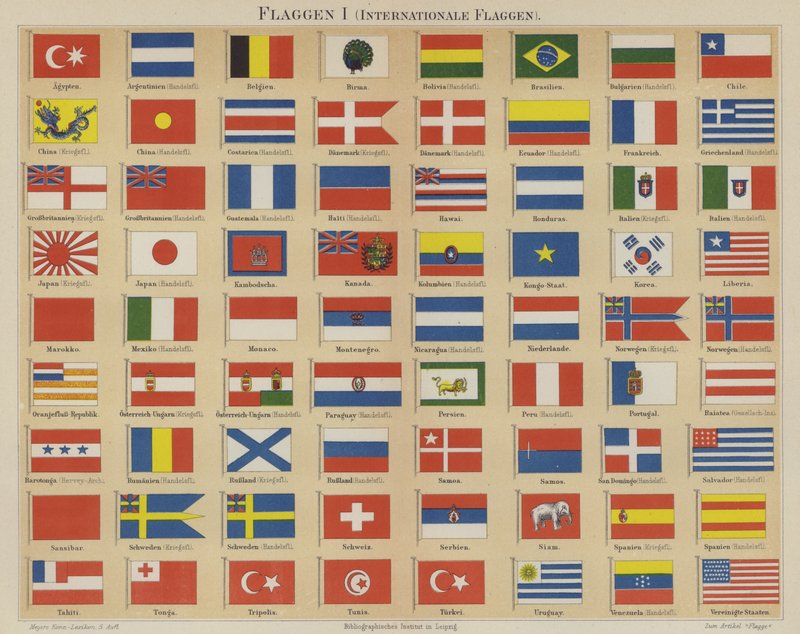 Internasjonale flagg (farge litho) av German School