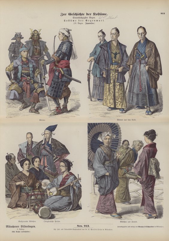 Japanske kostymer (farget gravering) av German School