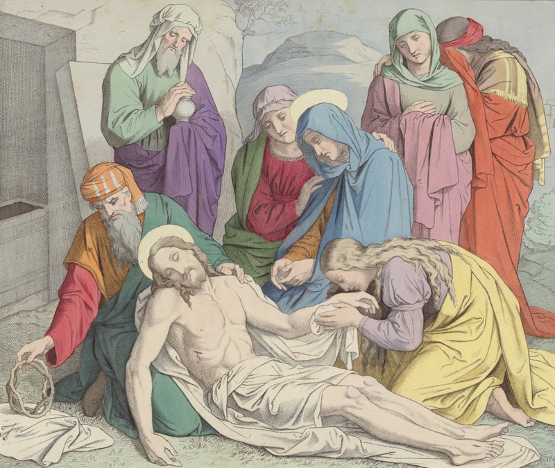 Jesus blir lagt i graven av German School