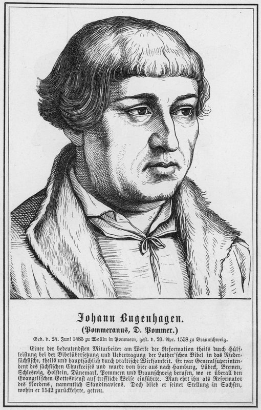 Johann Bugenhagen, Pommeranus, D Pommer (gravering) av German School