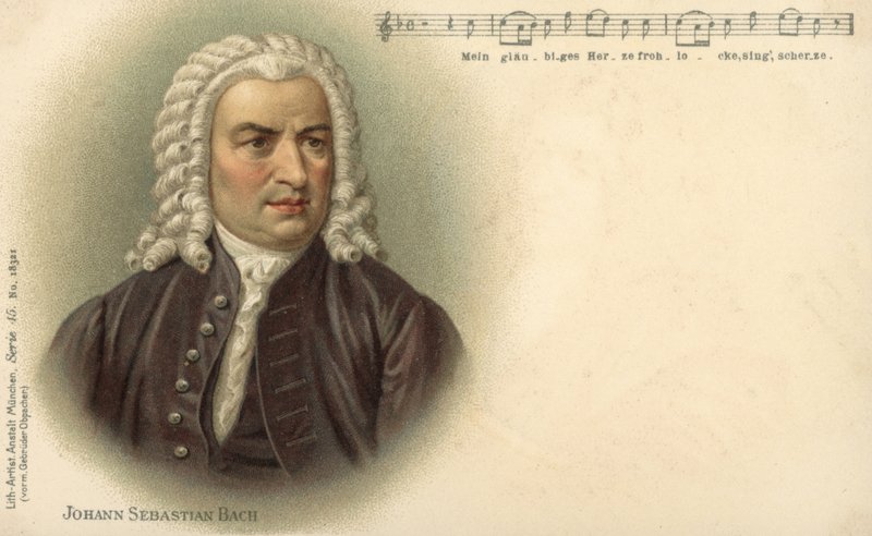 Johann Sebastian Bach (farge litho) av German School