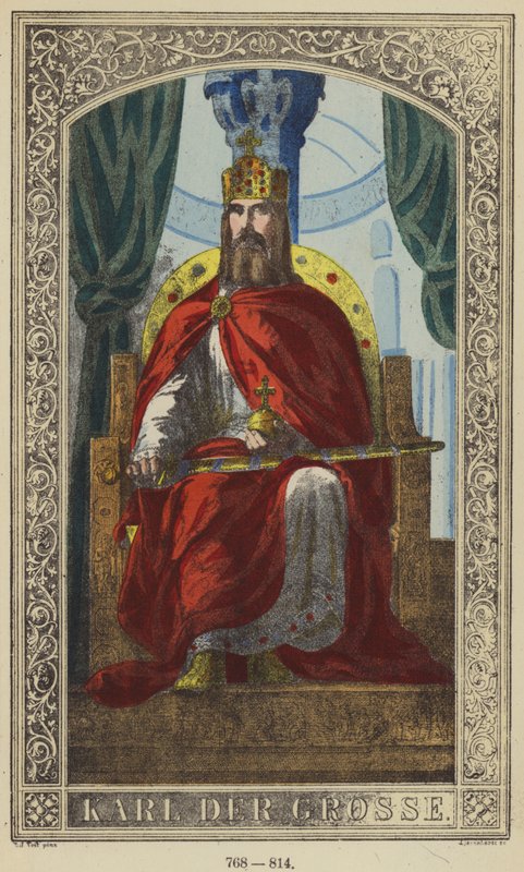 Karl Der Grosse, 768-814 (farget gravering) av German School