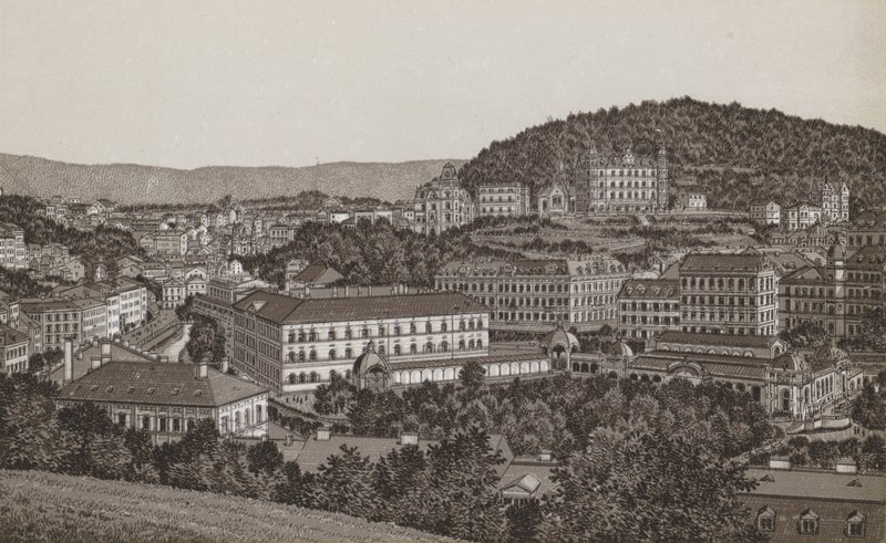Karlovy Vary fra nordsiden (litho) av German School