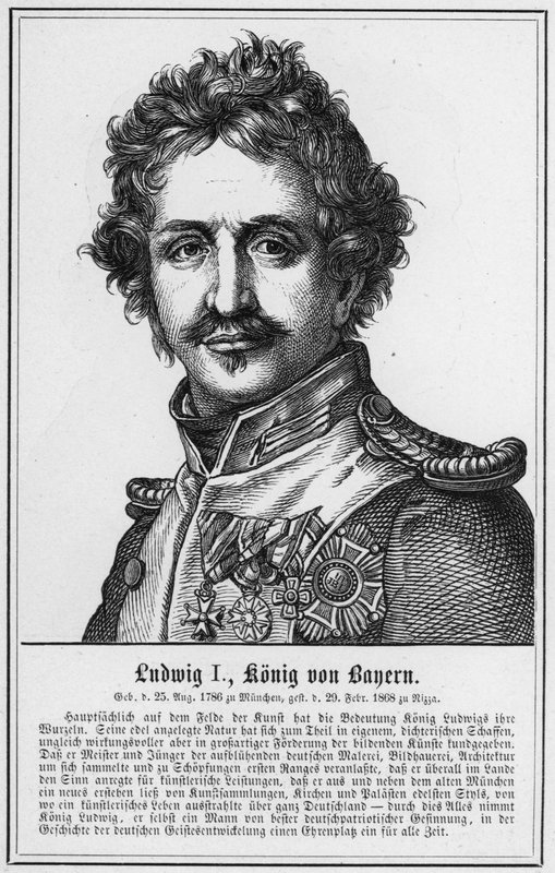 Ludwig I, konge av Bayern (gravering) av German School