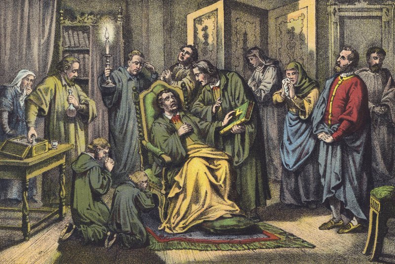 Luthers død (chromolitho) av German School