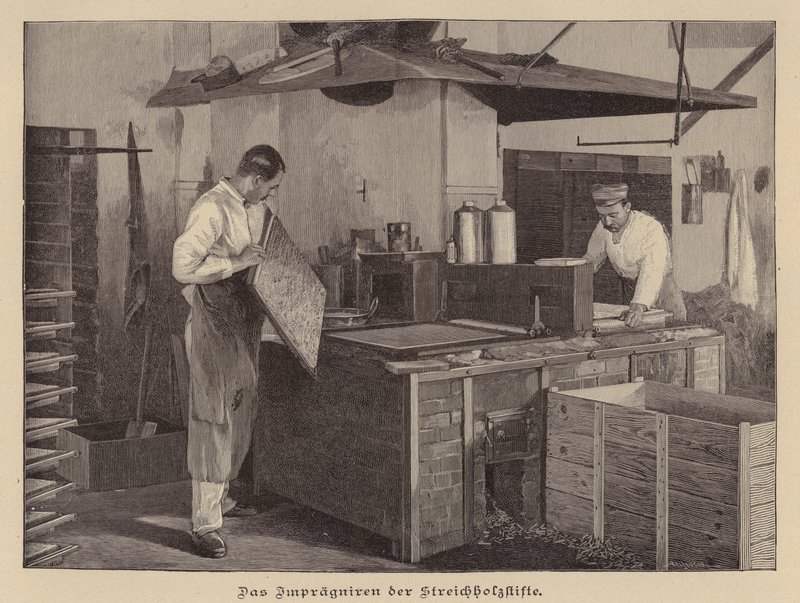 Produksjon av fyrstikker (gravering) av German School