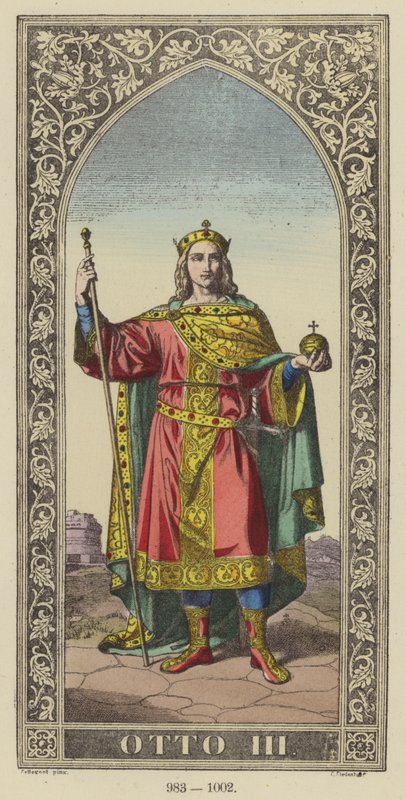 Otto III, 983-1002 (farget gravering) av German School