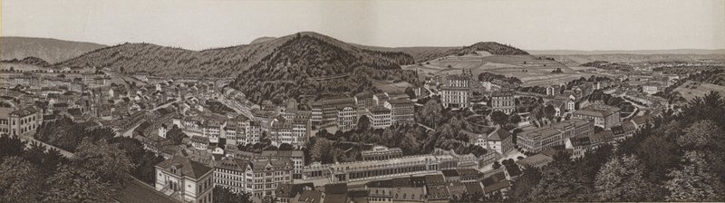 Panorama av Karlovy Vary (litho) av German School
