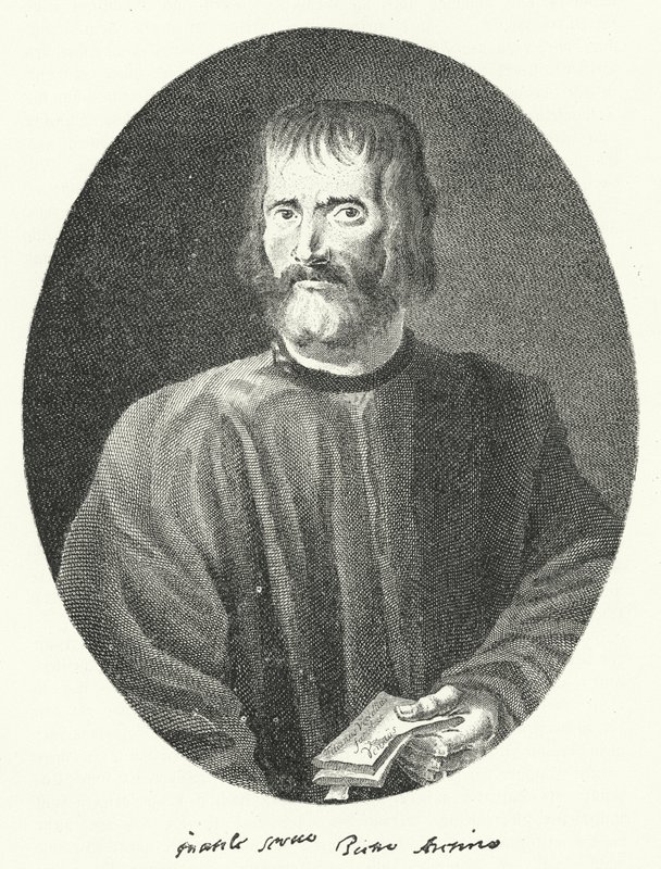 Pietro Aretino , italiensk poet og forfatter (gravering) av German School