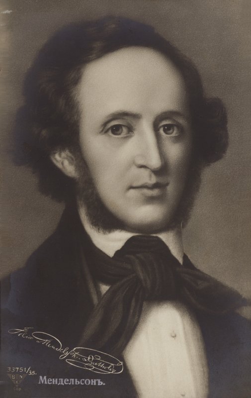 Portrett av Felix Mendelssohn av German School