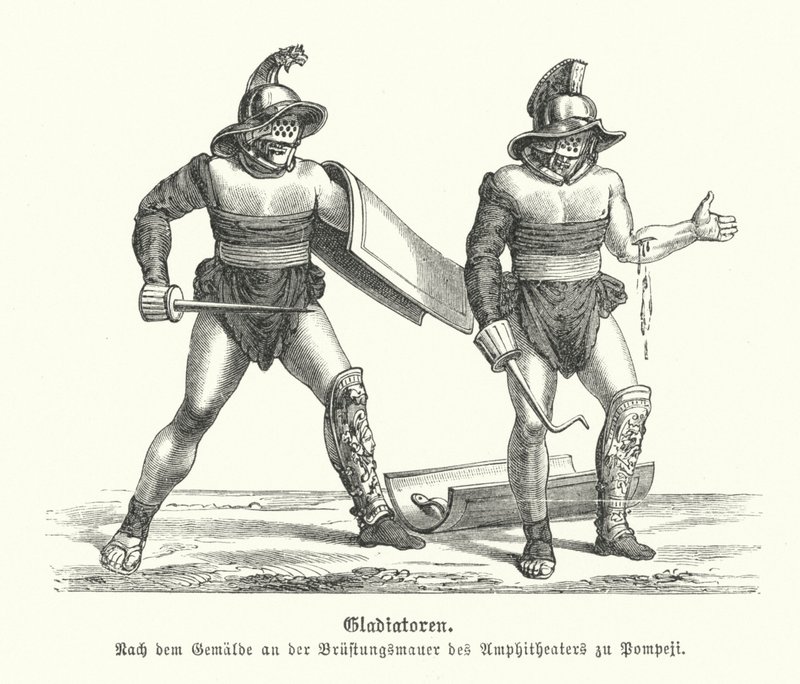 Romerske gladiatorer (gravering) av German School