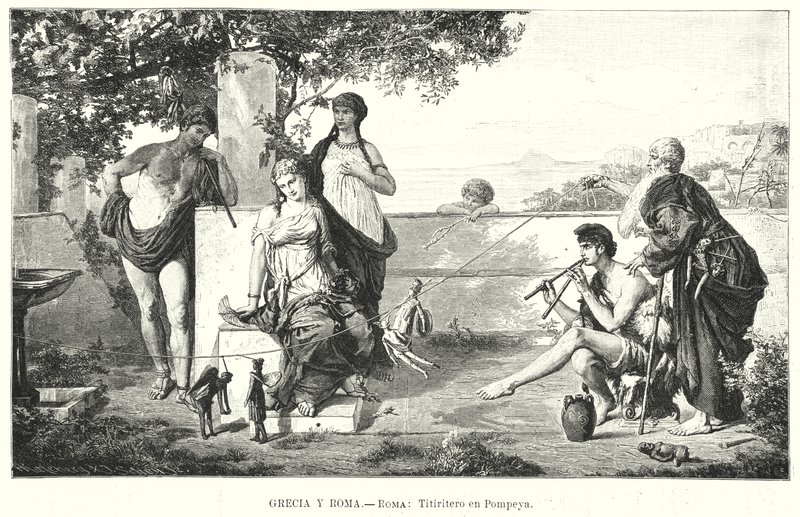 Romerske dukkeførere i Pompeii (litho) av German School
