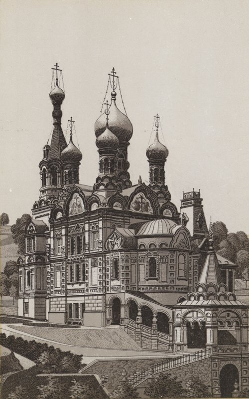 russisk kirke (litho) av German School